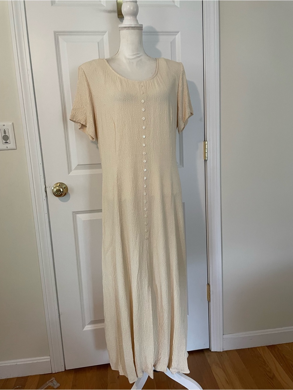 Sheri Martin Cream Button-Front Maxi Dress
